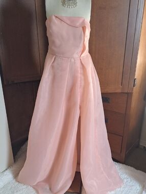 NWT Maniju Magic in Motion Folded Flap Detail Peach Strapless Formal Gown XL